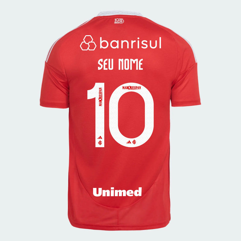 Camisa Internacional I 2025/26 Adidas com Patrocínios – Vermelha – Masculina