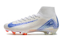 Chuteira Nike Air Zoom Mercurial Superfly 10 Elite FG Campo - Branco e Azul
