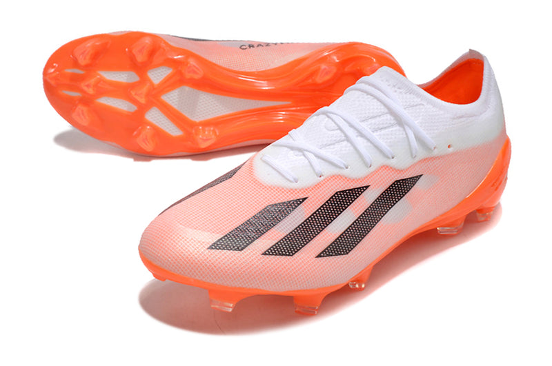 Chuteira Adidas Campo X CrazyFast.1 FG - Branco e Laranja