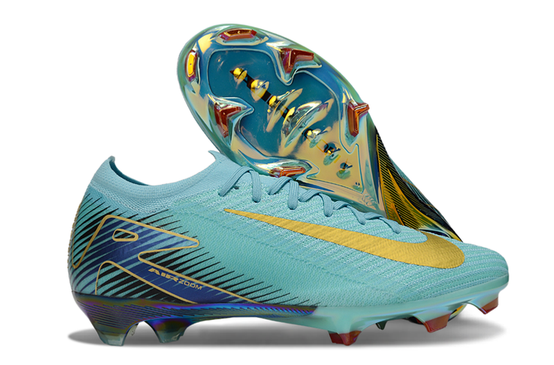 Chuteira Nike Air Zoom Mercurial Vapor 16 Elite FG Campo – Verde e Dourado