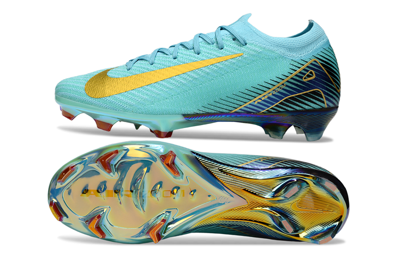 Chuteira Nike Air Zoom Mercurial Vapor 16 Elite FG Campo – Verde e Dourado