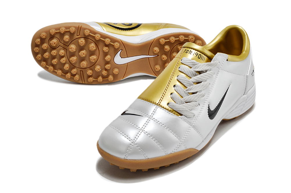Chuteira Nike Total 90 Society TF Branco/Dourado