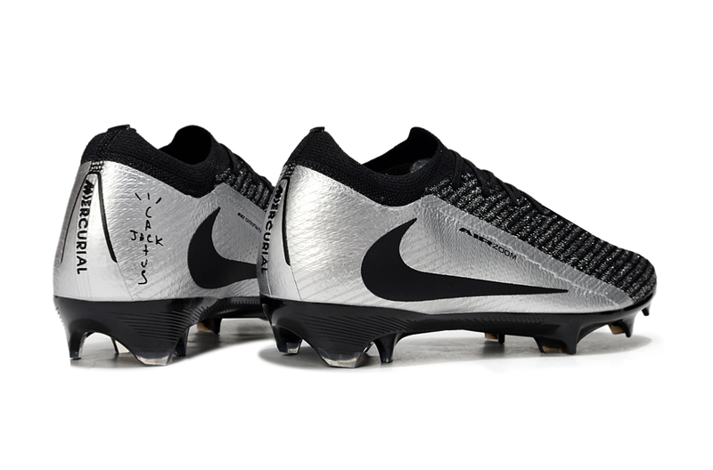Chuteira Campo Nike Air Zoom Mercurial Vapor 16 Elite FG - Travis Scott - Preta e Prata