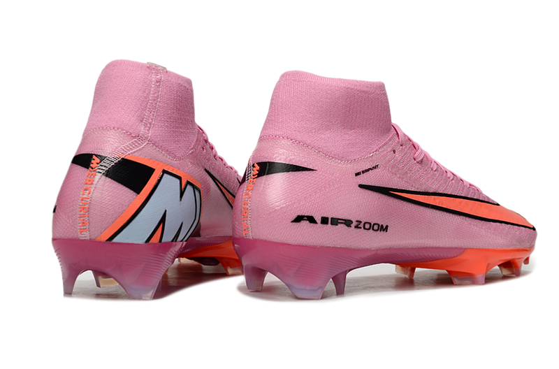 Chuteira Campo Nike Air Zoom Mercurial Superfly 10 Elite FG - Rosa e Laranja