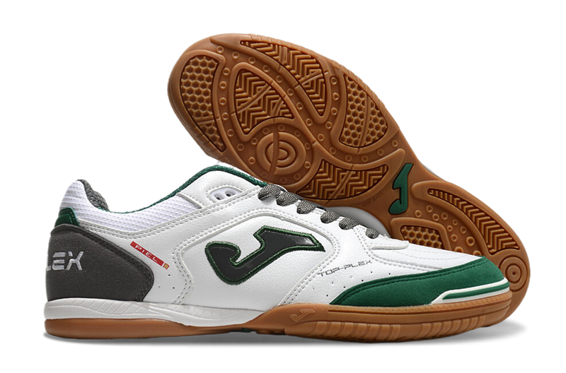 Chuteira Futsal Joma Top Flex Rebound - Branco/Verde/Cinza