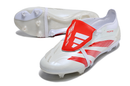 Chuteira Adidas Predator Elite Tongue FG - Branco e Vermelho