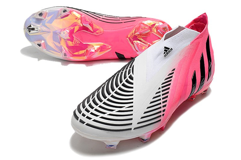 Chuteira Adidas Predator Edge+ FG - Branco e rosa