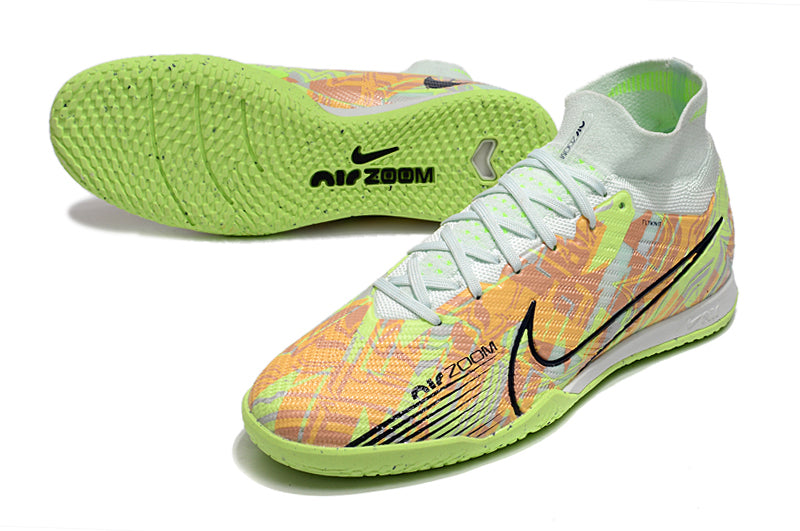 Chuteira Nike Futsal Air Zoom Mercurial Superfly 9 Elite IC - Verde/Laranja