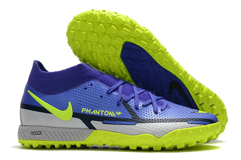 Chuteira Society Nike Phantom GT TF - Azul e Verde