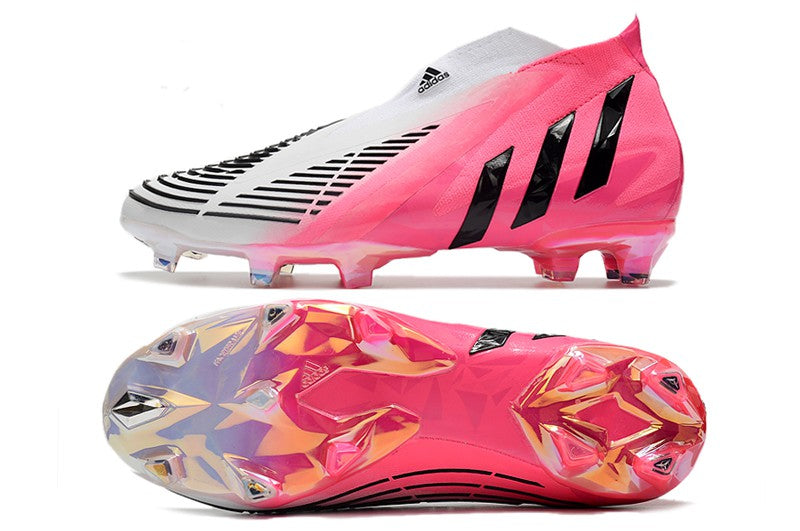 Chuteira Adidas Predator Edge+ FG - Branco e rosa
